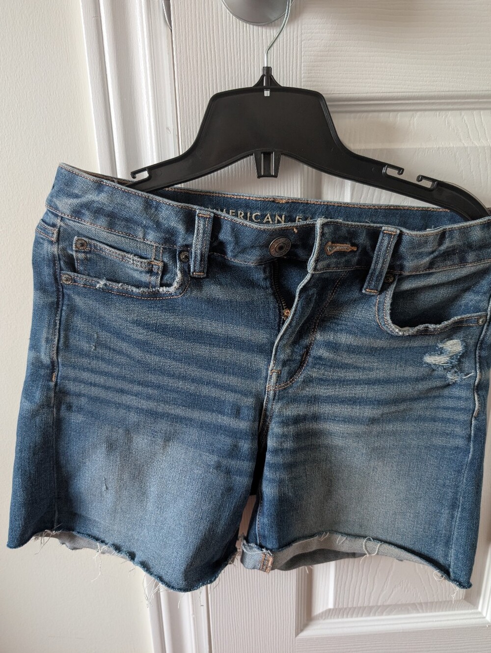 American Eagle Outfitters Blue Washed Distressed Denim Shorts